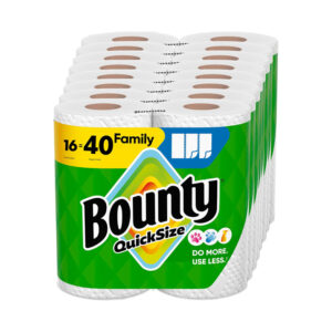 Bounty Paper Towels Quick Size, White, 16 Family Rolls