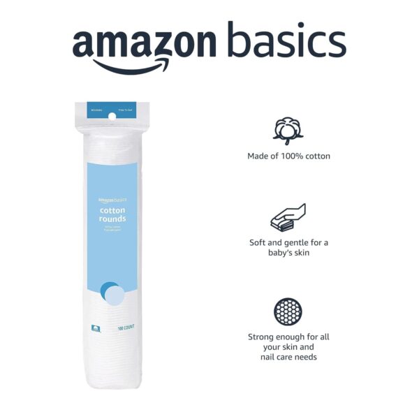 Amazon Basics Hypoallergenic 100% Cotton Rounds for Makeup Removal - Image 2