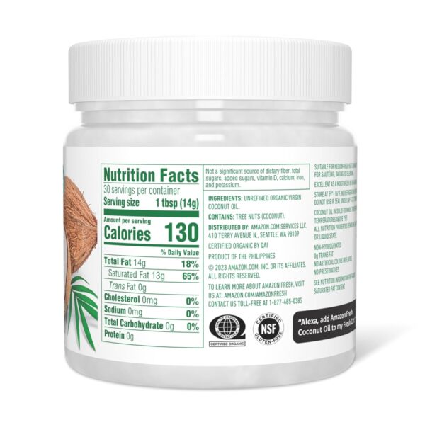 Amazon Fresh, Organic Virgin Coconut Oil, 15 Fl Oz - Image 2
