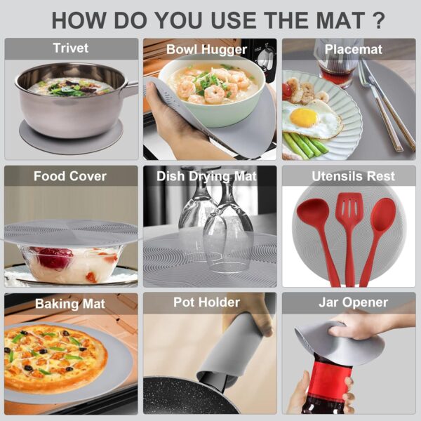 2 in 1, Aidacom Microwave Place Mat & Food Cover- Mat as Bowl Holder, for Splatter Guard, Multi-use - Image 3