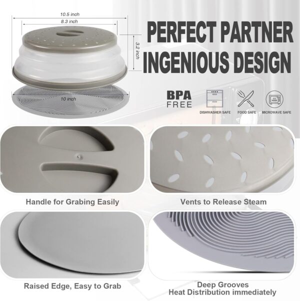 2 in 1, Aidacom Microwave Place Mat & Food Cover- Mat as Bowl Holder, for Splatter Guard, Multi-use - Image 4