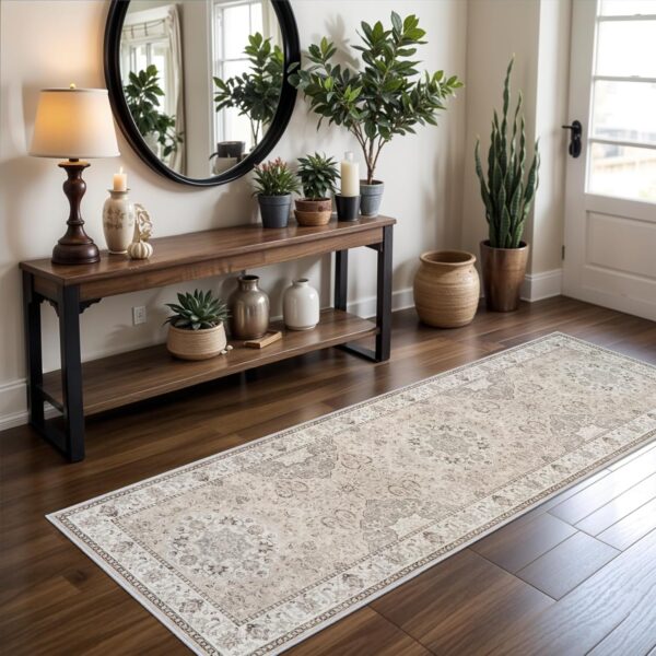 2x6 Hallway Washable Runner Rug : Vintage Soft Kitchen Laundry Runner with Non Slip Backing Farmhouse - Image 2
